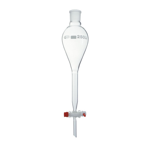 Embudo de decantación con llave de PTFE y tapón de plástico, tipo Gilson, GLASSCO