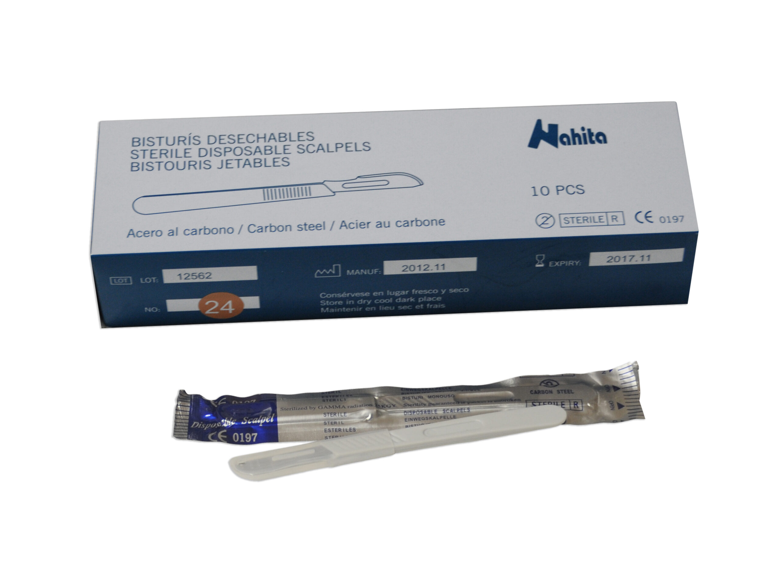 Bisturís desechables n.º 11, caja de 10. Marca Nahita.