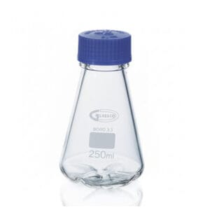 ERLENMEYER P/CULTIVO C/DEFLECTORES, GL45, 2000 ML Marca Glassco.