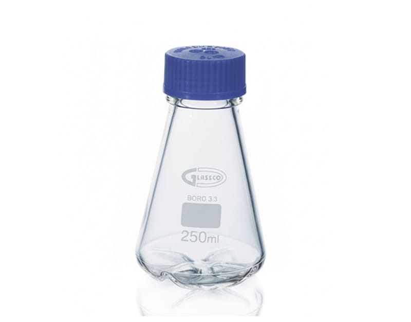 ERLENMEYER P/CULTIVO C/DEFLECTORES, GL45, 2000 ML Marca Glassco.