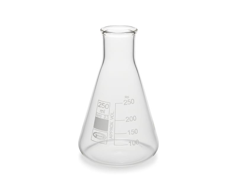 MATRAZ ERLENMEYER GLASSCO, CUELLO ESTRECHO, 3000 ml Marca Glassco.