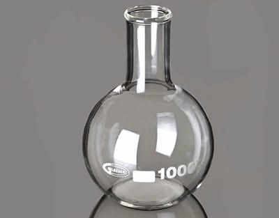 Matraz fondo plano, cuello estrecho, Boro 3.3 Glassco 100ml Marca Glassco.