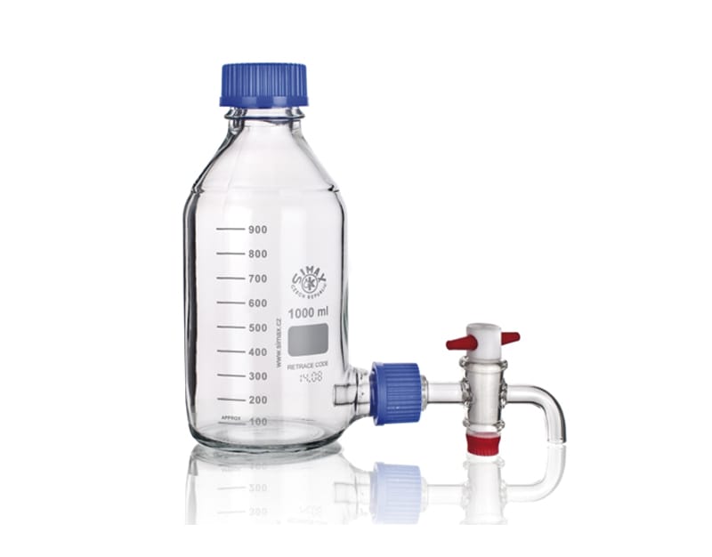 FRASCO CON LLAVE DE TEFLÓN, 10000 mL, SIMAX Marca Simax.