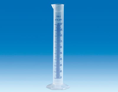 Probeta graduada VITLAB PP clase B, escala azul, 250 ml